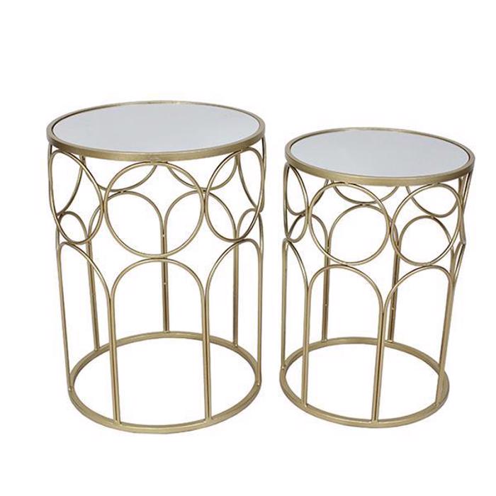 ESTHETI home Set ton 2 Trapezaki Boithitiko Metalliko Xruso me Sxedio Kuklous F41x56cm/F36x51cm 750-39537